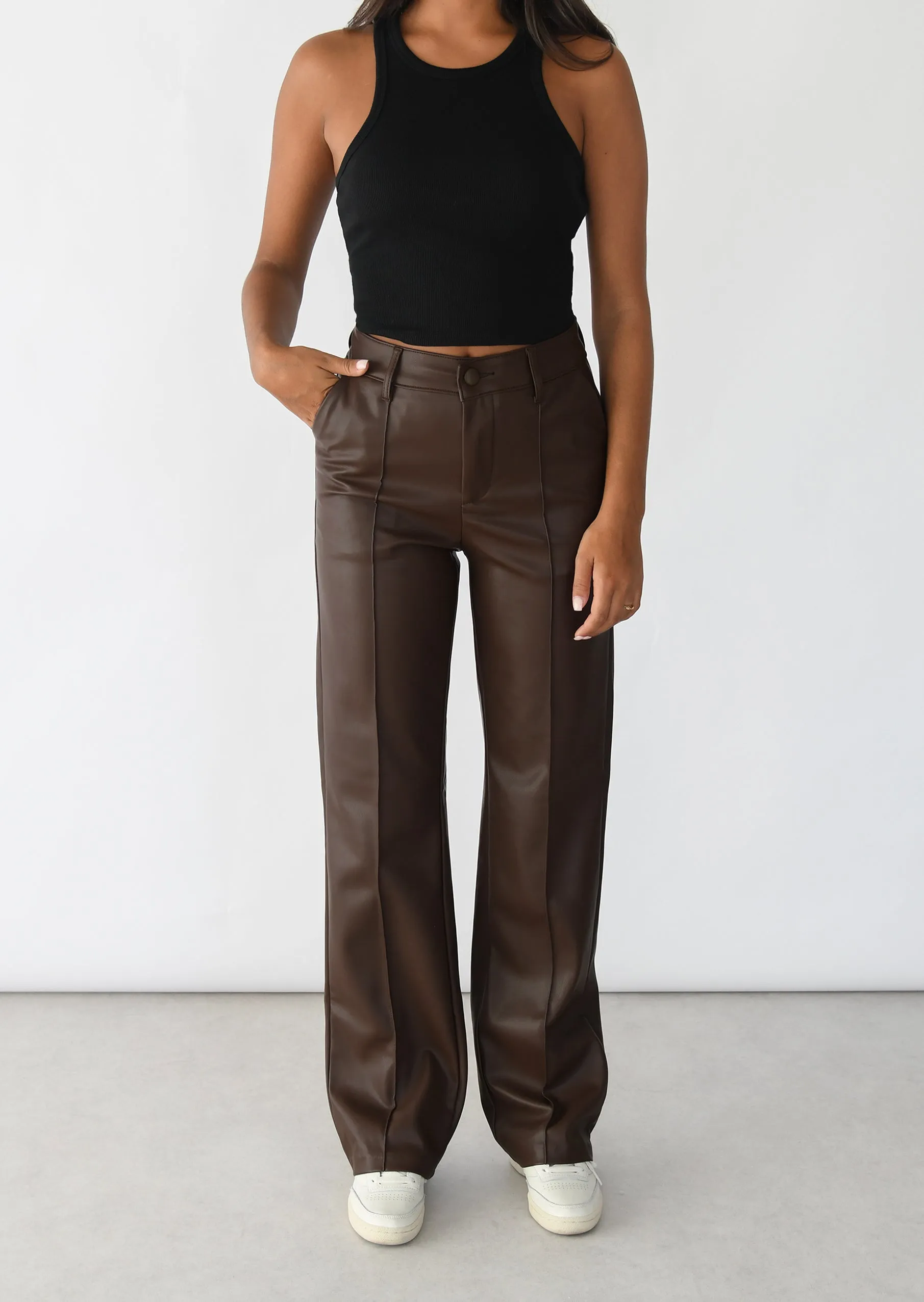 Pantalon droit similicuir