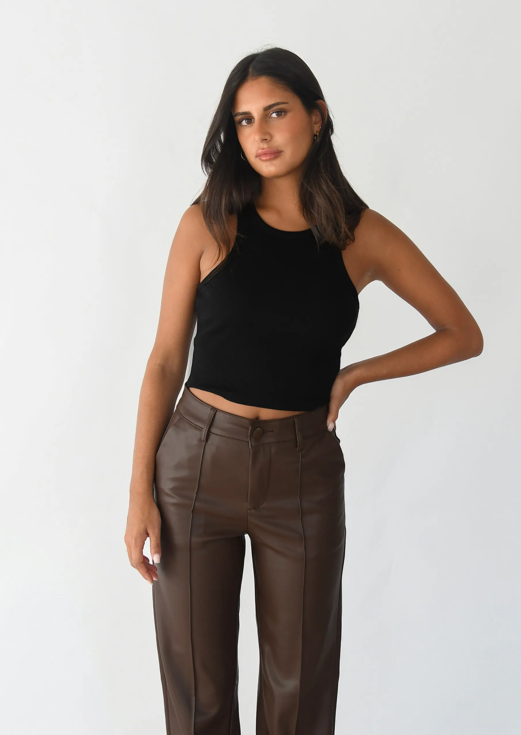 Pantalon droit similicuir